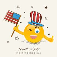 Cute smiley wearing hat and holding American national flag