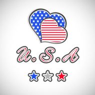 Paper cut-out design of heart with stars and text U S A
