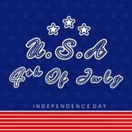 Stylish text with white stars on abstract blue background