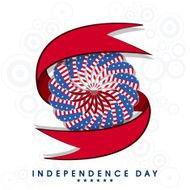 Stylish sticky decorated with national flag design and red ribbon