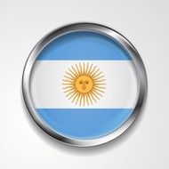 Abstract button with metallic frame Argentinean flag