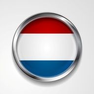 Abstract button with metallic frame Netherlands flag
