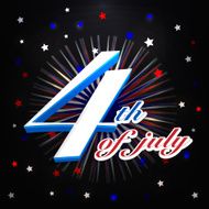 Text 4th of July on creative stars decorated night background