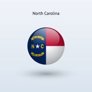 Flag of North Carolina State, round icon with shadow