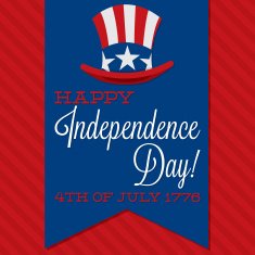 Retro ribbon Independence Day card in vector format N5