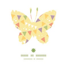 Vector party decorations bunting butterfly silhouette pattern frame
