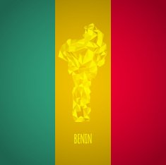 Low Poly Benin Map with National Colors