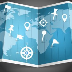 World map with different pins