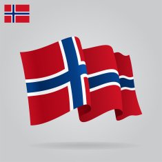Flat and waving Norwegian Flag Vector