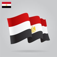 Flat and waving Egyptian Flag Vector
