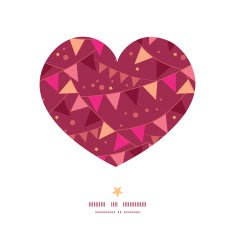 Vector christmas decorations flags heart silhouette pattern frame