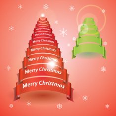 merry christmas tree from red or green ribbon banners eps10