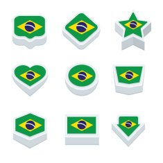 brazil flags button set nine styles