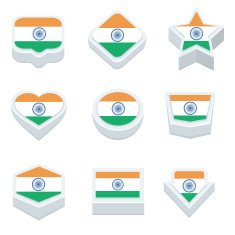 india flags button set nine styles