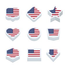 united states of america flags button set nine styles