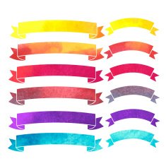vector watercolor colorful ribbons banners N10