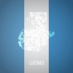 Low Poly Guatemala Map with National Colors