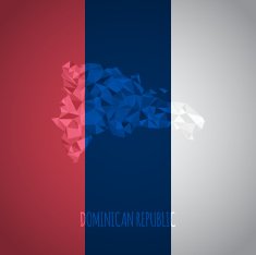 Low Poly Dominican Republic Map with National Colors