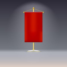 Red pennant or flag on yellow base with