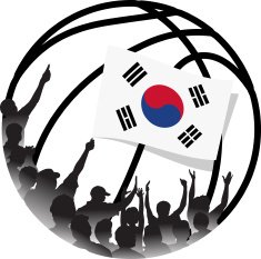 Korean Basketball Fans Waving national flag