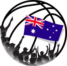Australian Basketball Fans Waving national flag