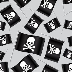 black pirate flag with skull and bones pattern eps10
