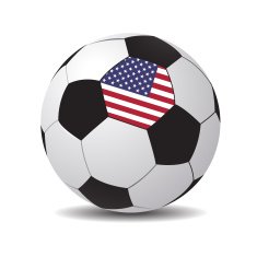 Vector soccer ball with the flag of USA