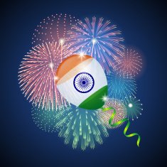 India holiday background Fireworks and Balloon