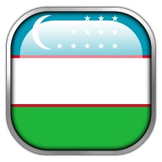 Uzbekistan Flag square glossy button