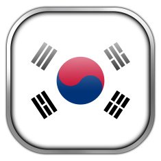 South Korea Flag square glossy button