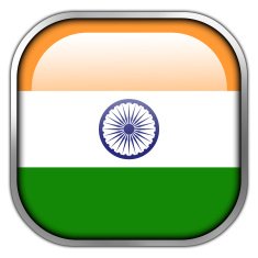 India Flag square glossy button