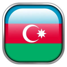 Azerbaijan Flag square glossy button