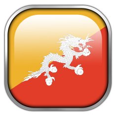 Bhutan Flag square glossy button