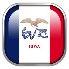 Iowa State Flag square glossy button
