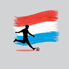 Soccer Player action with Luxembourg flag on background
