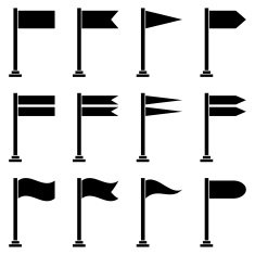 Black flag and Banners icons set
