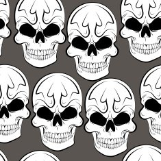 Seamless pattern with skulls gray background