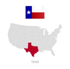Flag of Texas and location on U S map