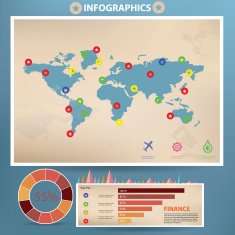 World map infographic template Vintage style vector N2