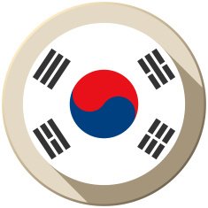 South Korea Flag Button Icon Modern