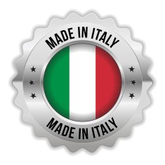 Round made in italy badge with chrome border