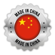 Round made in china badge with chrome border