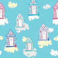 Colorful Beach Hut Vector seamless pattern