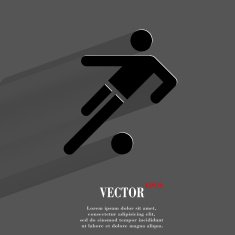 football player Flat modern web button with long shadow and