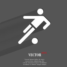 football player Flat modern web button with long shadow and N2