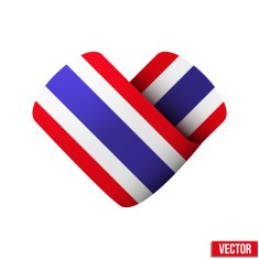 Flag icon in the form of heart I love Thailand