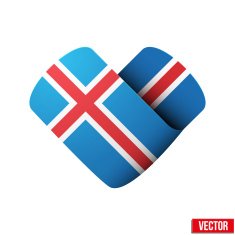 Flag icon in the form of heart I love Iceland