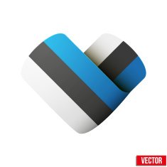 Flag icon in the form of heart I love Estonia
