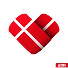 Flag icon in the form of heart I love Denmark