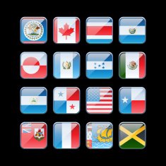 Shiny Square Flags North America